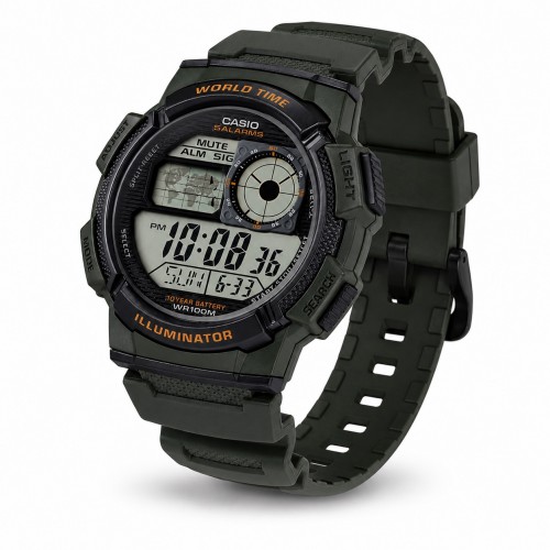Купити Чоловічий годинник Casio AE-1000W-3A — спортивна модель з водозахистом 10 ATM та електронним циферблатом