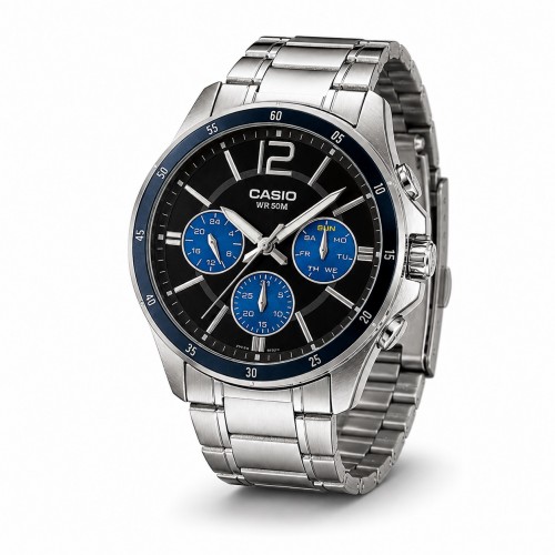 Купити Чоловічий годинник Casio MTP-1374D-2A — Класична модель з мінеральним склом та сталевим браслетом