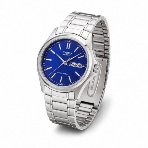 Купити Чоловічий годинник Casio MTP-1239D-2A Classic з синім циферблатом та сталевим браслетом
