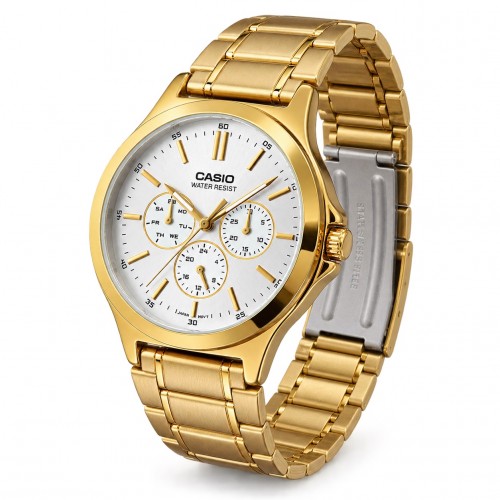 Купити Чоловічий годинник Casio MTP-V300G-7A — класична модель у золотистому кольорі з мінеральним склом