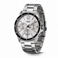 Чоловічий годинник Casio MTP-1374D-7A — класична модель зі сріблястим циферблатом та металевим браслетом