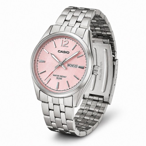 Купити Жіночий годинник Casio LTP-1335D-5A — Класична модель з рожевим циферблатом та сталевим браслетом
