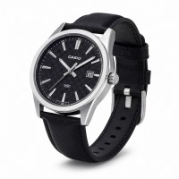 Чоловічий годинник Casio MTP-VD03L-1A Classic з чорним шкіряним ремінцем та мінеральним склом