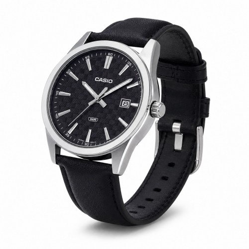 Купити Чоловічий годинник Casio MTP-VD03L-1A Classic з чорним шкіряним ремінцем та мінеральним склом