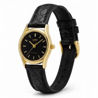 Жіночий годинник Casio LTP-1094Q-1A — класична модель із золотистим корпусом та шкіряним ремінцем