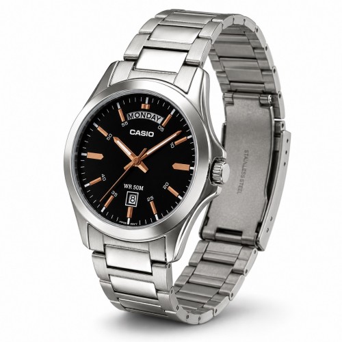 Купити Чоловічий годинник Casio MTP-1370D-1A2 Classic — сталевий корпус, мінеральне скло та водонепроникність 5 ATM