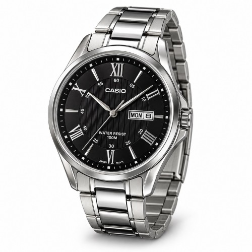 Купити Чоловічий годинник Casio MTP-1384D-1A Classic – сталевий корпус, водозахист 100м та індикація дати