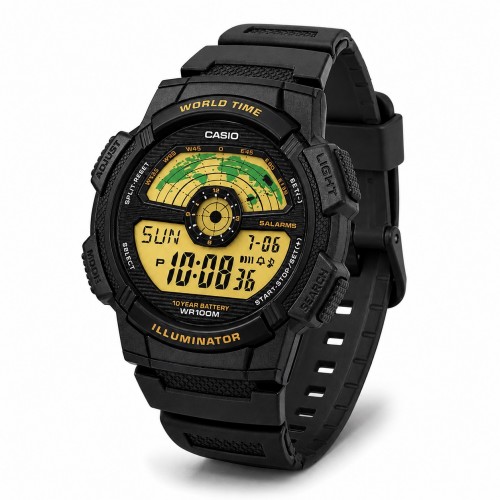 Купити Чоловічий годинник Casio AE-1100W-1B спортивний з електронним циферблатом та водозахистом 10 ATM