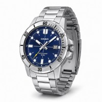 Чоловічий годинник Casio MTP-VD01D-2E — класична модель з синім циферблатом та сталевим браслетом