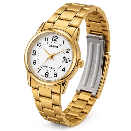 Купити Жіночий годинник Casio LTP-V002G-7B — Класична модель у золотистому корпусі з датою