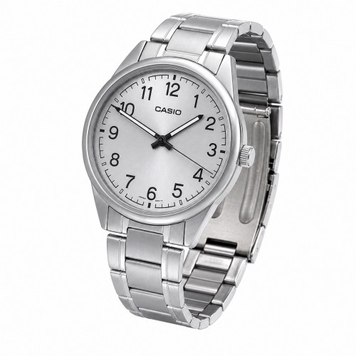 Купити Чоловічий годинник Casio MTP-V005D-7B4 класичний зі сріблястим циферблатом та металевим браслетом