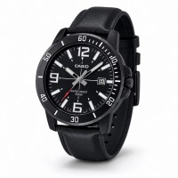 Чоловічий годинник Casio MTP-VD01BL-1B — Класична модель з мінеральним склом та шкіряним ремінцем