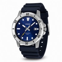 Чоловічий годинник Casio MTP-VD01-2E з синім циферблатом та мінеральним склом, водонепроникність 5 ATM