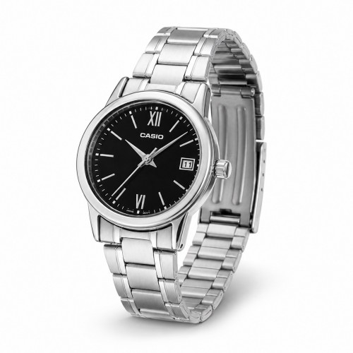 Купити Жіночий годинник Casio LTP-V002D-1B3 — класична модель зі сталевим браслетом та індикацією дати