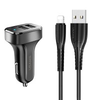 АЗП Usams C13 2.1A (2USB-A) + кабель USB to Lightning