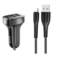 АЗП Usams C13 2.1A (2USB-A) + кабель USB to MicroUSB