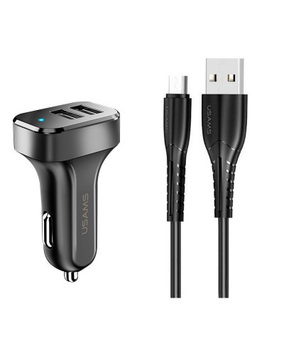 Купити АЗП Usams C13 2.1A (2USB-A) + кабель USB to MicroUSB