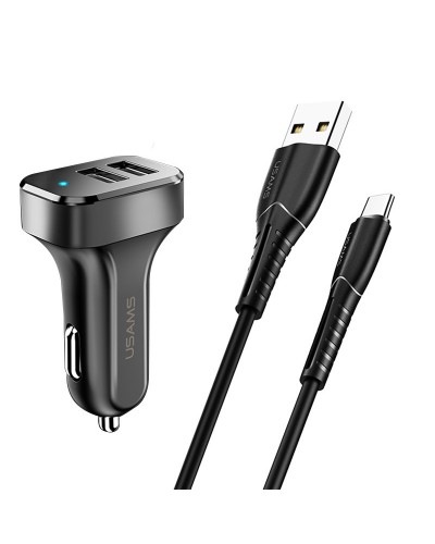 Купити АЗП Usams C13 2.1A (2USB-A) + кабель USB to Type-C