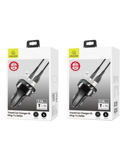 Купити АЗП Usams C13 2.1A (2USB-A) + кабель USB to Type-C
