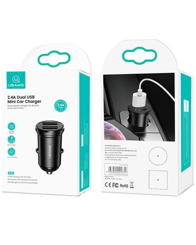 Купити АЗП Usams US-CC114 C20 Mini 2.4A (2USB-A)
