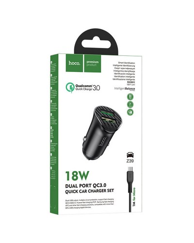 Купити АЗП Hoco Z39 Farsighted QC3.0 18W (2USB-A) + кабель USB to MicroUSB