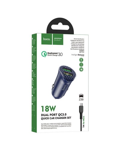 Купить АЗУ Hoco Z39 Farsighted QC3.0 18W (2USB-A) + кабель USB to MicroUSB