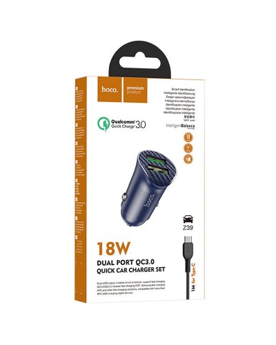 Купить АЗУ Hoco Z39 Farsighted QC3.0 18W (2USB-A) + кабель USB to Type-C
