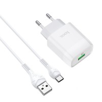 МЗП Hoco C72Q Glorious QC3.0 18W (1USB-A) + кабель USB to Type-C