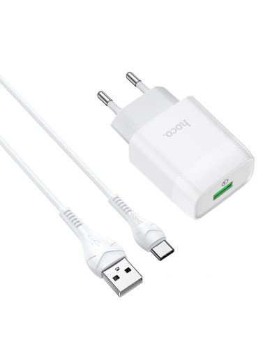 Купити МЗП Hoco C72Q Glorious QC3.0 18W (1USB-A) + кабель USB to Type-C