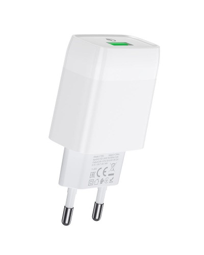 Купити МЗП Hoco C72Q Glorious QC3.0 18W (1USB-A) + кабель USB to Type-C