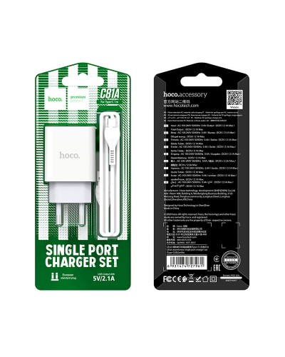 Купити МЗП Hoco C81A Asombroso 2.1A (1USB-A) + кабель USB to Type-C