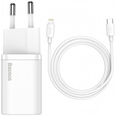 МЗП Baseus Super Si Quick Charger 20W (1USB-C) + кабель Type-C to Lightning (TZCCSUP-B)
