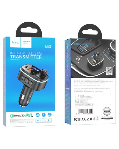 Купити АЗП FM модулятор Hoco E62 PD20W+QC3.0 (2USB-A/1C)