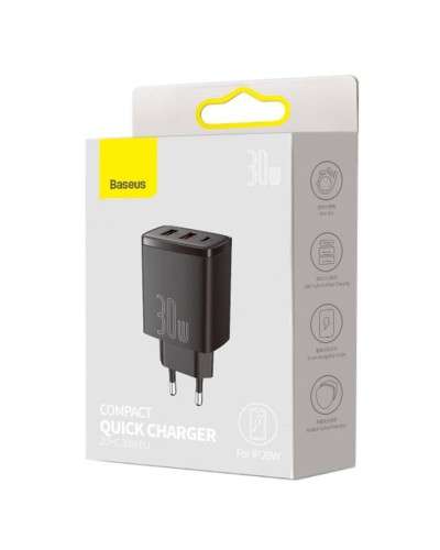 Купити МЗП Baseus Compact Quick Charger 30W QC+PD (2USB-A/1C) (CCXJ-E)