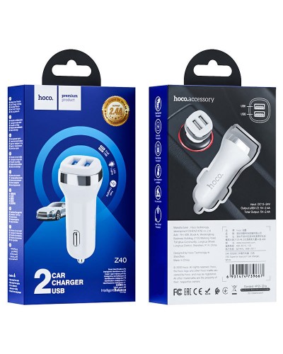 Купити АЗП Hoco Z40 Superior 2.4A (2USB-A)