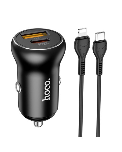 Купити АЗП Hoco NZ5 Smooth road PD30W+QC3.0 (1USB-A/1C) + кабель Type-C to Lightning