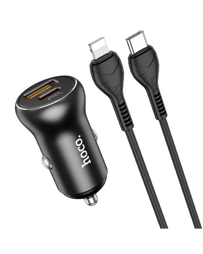 Купити АЗП Hoco NZ5 Smooth road PD30W+QC3.0 (1USB-A/1C) + кабель Type-C to Lightning