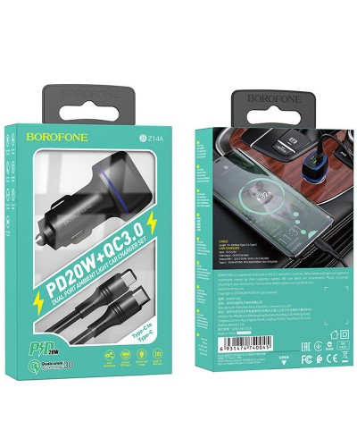 Купити АЗП Borofone BZ14A Mercury PD20W+QC3.0 3A (1USB-A/1C) + кабель Type-C to Type-C
