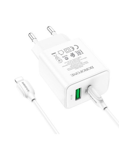 Купити МЗП Borofone BA67A PD20W+QC3.0 (1USB-A/1C) + кабель Type-C to Lightning