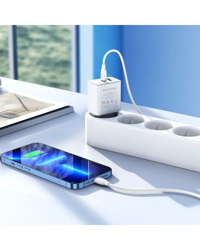 Купити МЗП Borofone BA67A PD20W+QC3.0 (1USB-A/1C) + кабель Type-C to Lightning