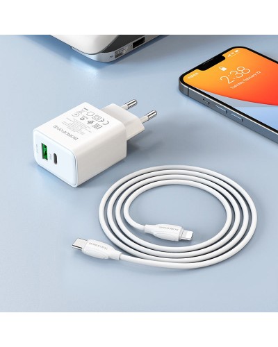 Купити МЗП Borofone BA67A PD20W+QC3.0 (1USB-A/1C) + кабель Type-C to Lightning