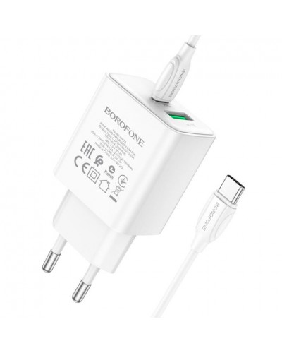 Купити МЗП Borofone BA67A PD20W+QC3.0 (1USB-A/1C) + кабель Type-C to Type-C