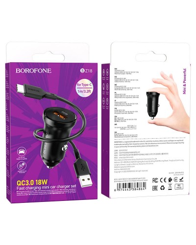 Купити АЗП Borofone BZ18 QC3.0 (1USB-A) + кабель USB to Type-C