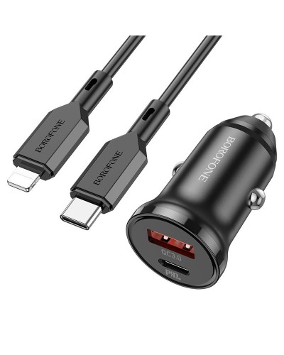 Купити АЗП Borofone BZ18A PD20W+QC3.0 (1USB-A/1C) + кабель Type-C to Lightning