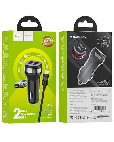 Купити АЗП Hoco Z40 Superior 2.4A (2USB-A) + кабель USB to MicroUSB