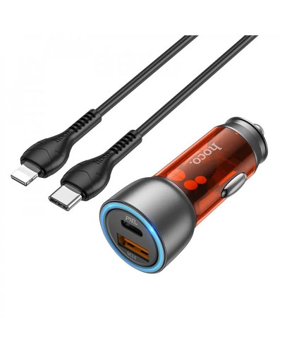 Купити АЗП Hoco NZ8 Sprinter PD43W+QC3.0 (1USB-A/1C) + кабель Type-C to Lightning
