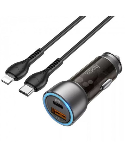 Купити АЗП Hoco NZ8 Sprinter PD43W+QC3.0 (1USB-A/1C) + кабель Type-C to Lightning