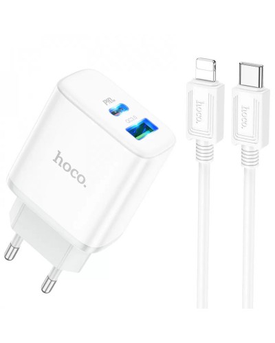 Купити МЗП Hoco C105A Stage PD20W+QC3.0 (1USB-A/1C) + кабель Type-C to Lightning