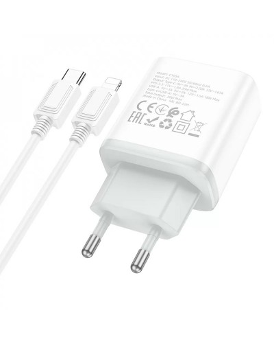 Купити МЗП Hoco C105A Stage PD20W+QC3.0 (1USB-A/1C) + кабель Type-C to Lightning
