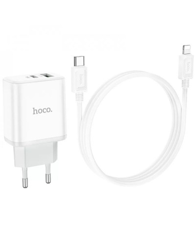 Купити МЗП Hoco C105A Stage PD20W+QC3.0 (1USB-A/1C) + кабель Type-C to Lightning
